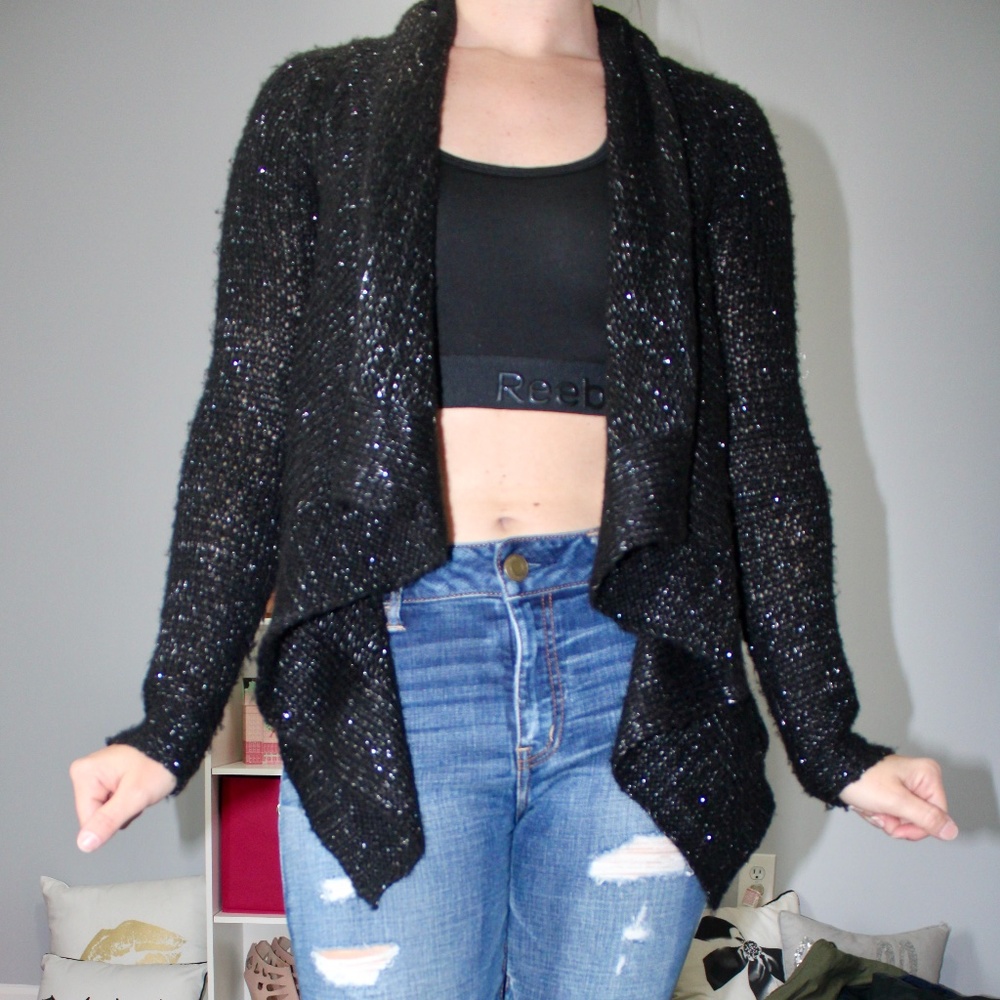 Black knit cardigan